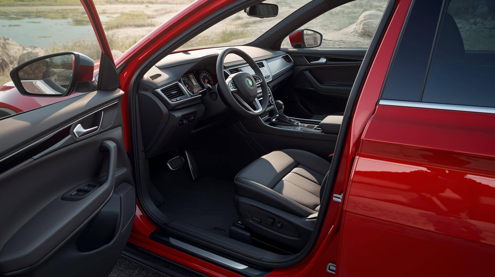 Škoda Kodiaq unutrašnjost vozačko mjesto Rent a Car Condor Zrenjanin